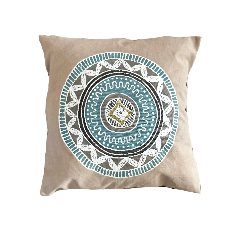 African Circles Teal Collection - Cushion Cover Beige