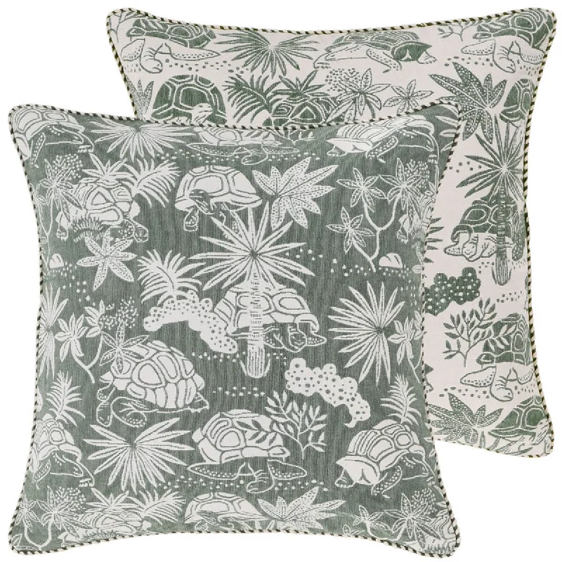 Green Tortoise Woven Cushion Cover