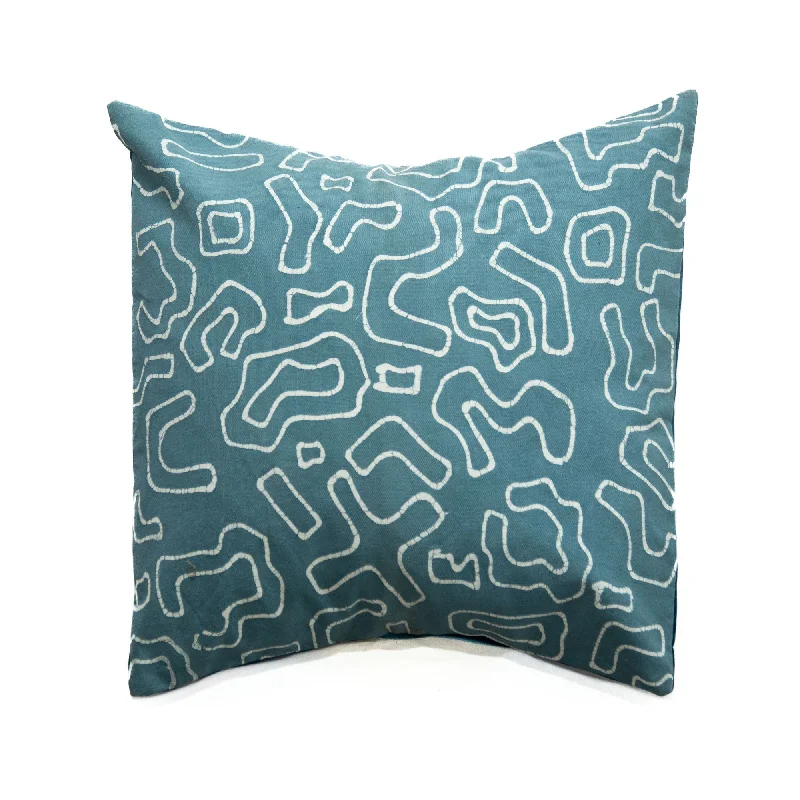 Kuba Blues Outline Teal Cushion Cover