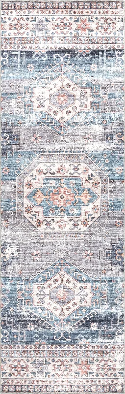 Allison Faded Washable Rug | Blue