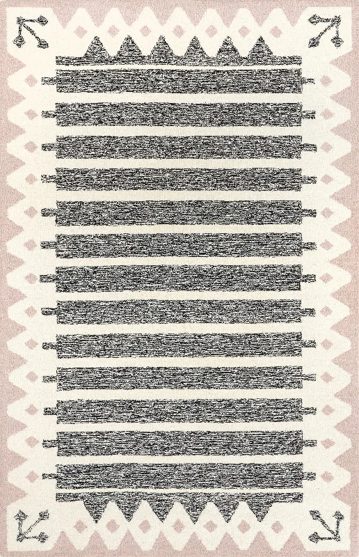 Amani Wool Banded Rug | Pink