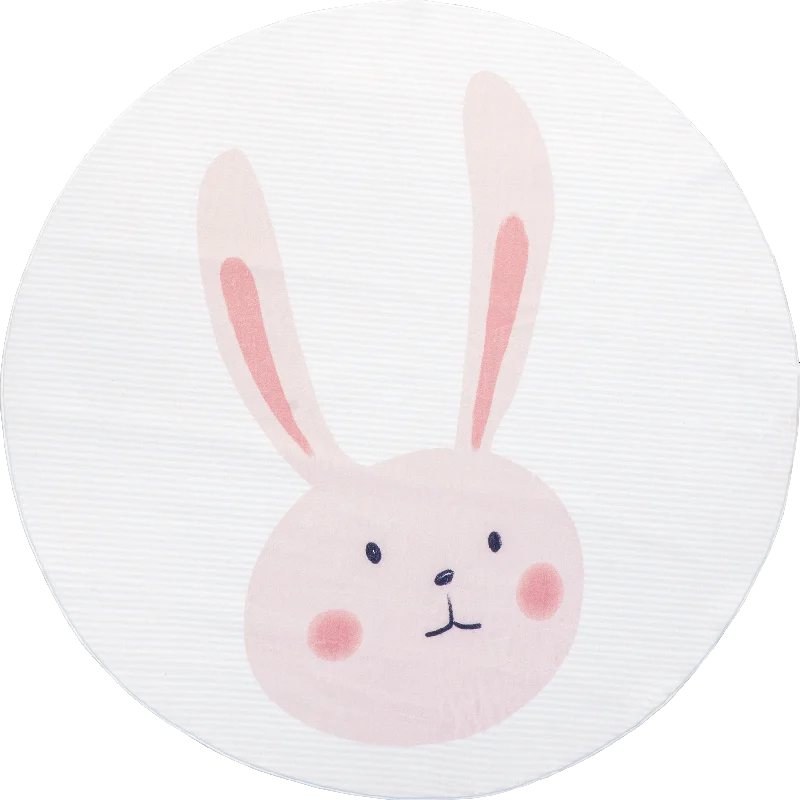 Ambur Bunny Kids Washable Rug | Pale Pink