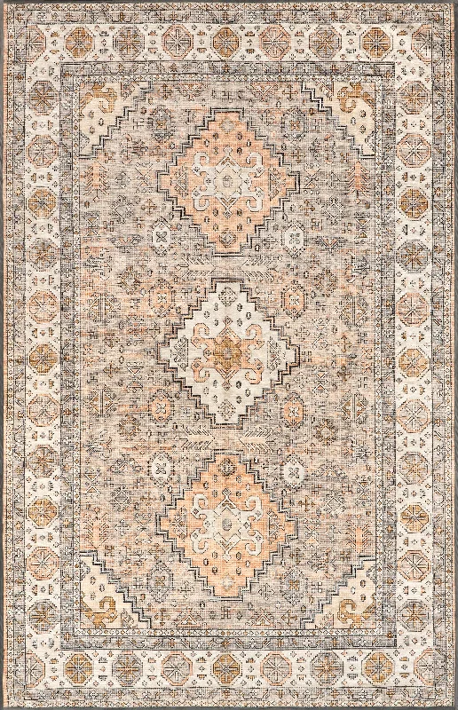 Amrata Washable Mosaic Rug | Peach