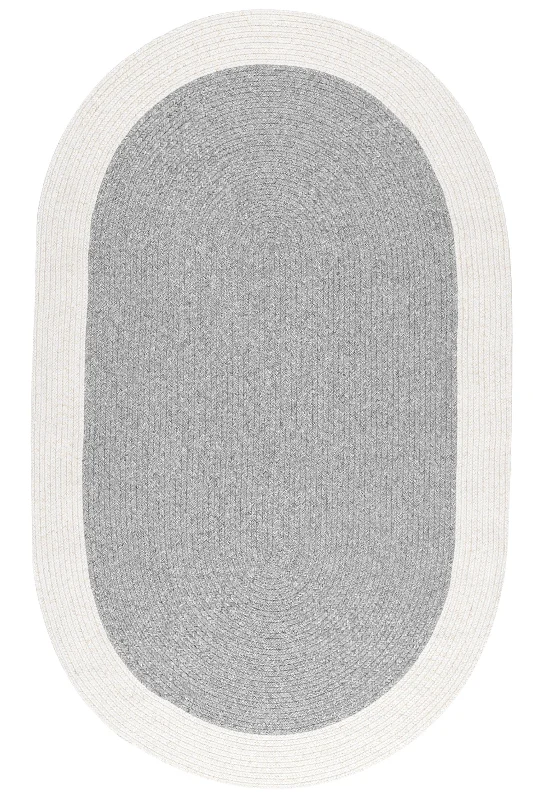 Braided Solid Wide Border Indoor/Outdoor Rug | Grey