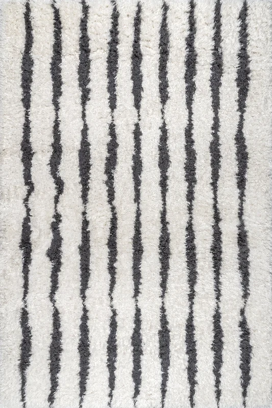 Cassidy Striped Shag Rug | Beige