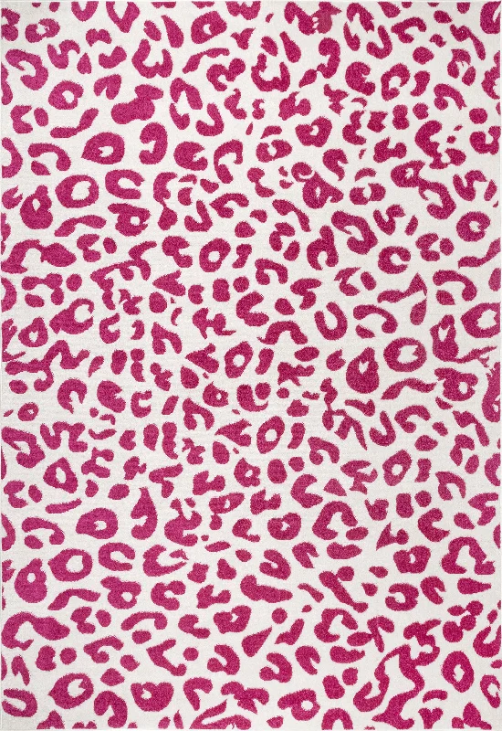 Coraline Leopard Printed Rug | Pink