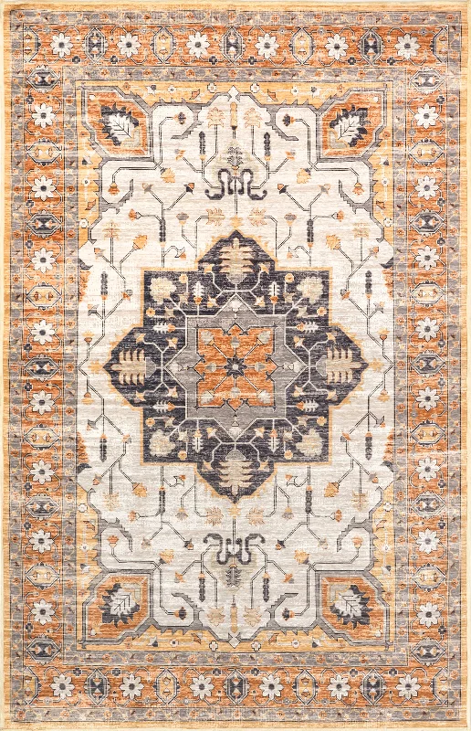 Dahlia Washable Faded Rug | Beige