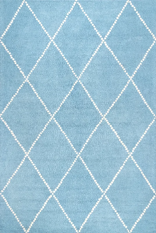 Dotted Diamond Trellis Nursery Rug | Aqua