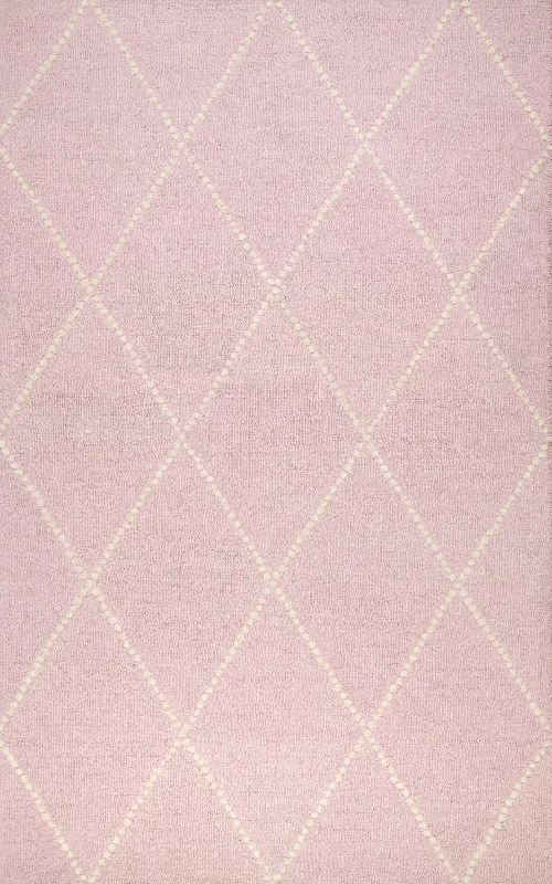 Dotted Diamond Trellis Nursery Rug | Light Pink