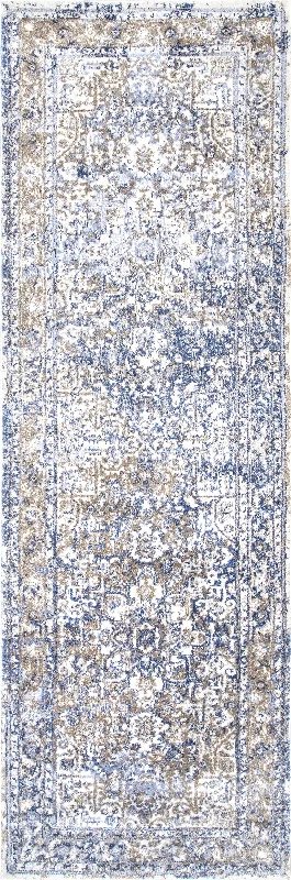 Faded Star Petal Emblem Rug | Light Blue