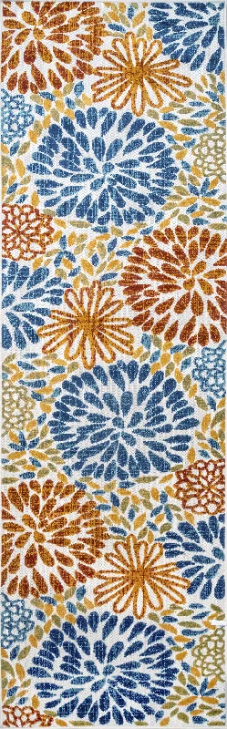 Floral Fireworks Indoor/Outdoor Rug | Blue