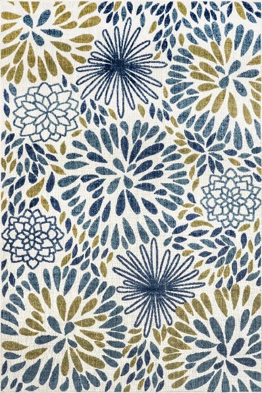 Floral Fireworks Indoor/Outdoor Rug | Teal