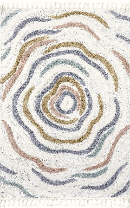 Jeanie Floral Waves Kids Rug | Beige