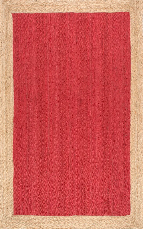 Jute Simple Border Rug | Red