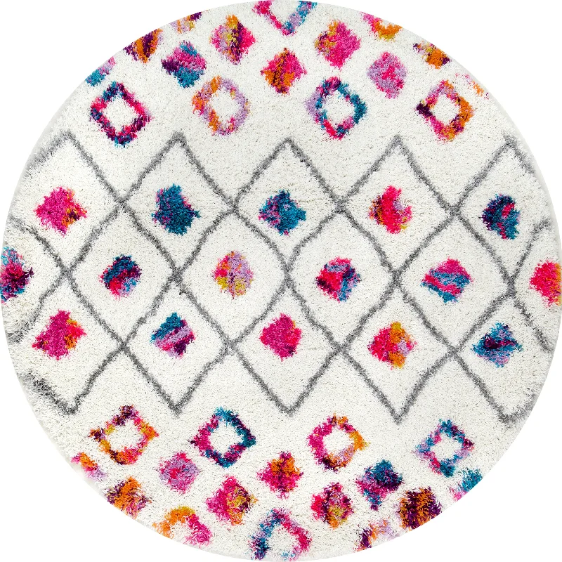 Kids Bohemian Diamond Trellis Shag Rug | Pink