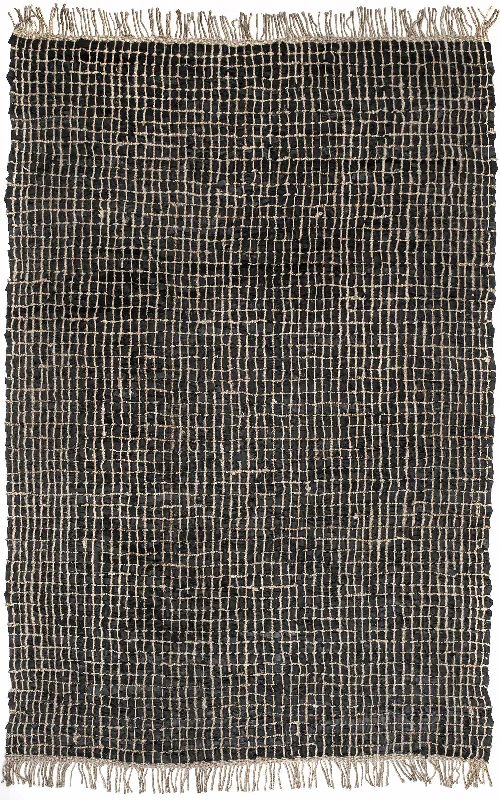 Leather And Jute Flatweave Rug | Black