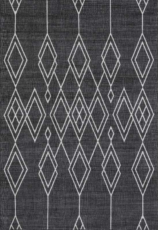 Liza Diamond Washable Indoor/Outdoor Rug | Dark Grey