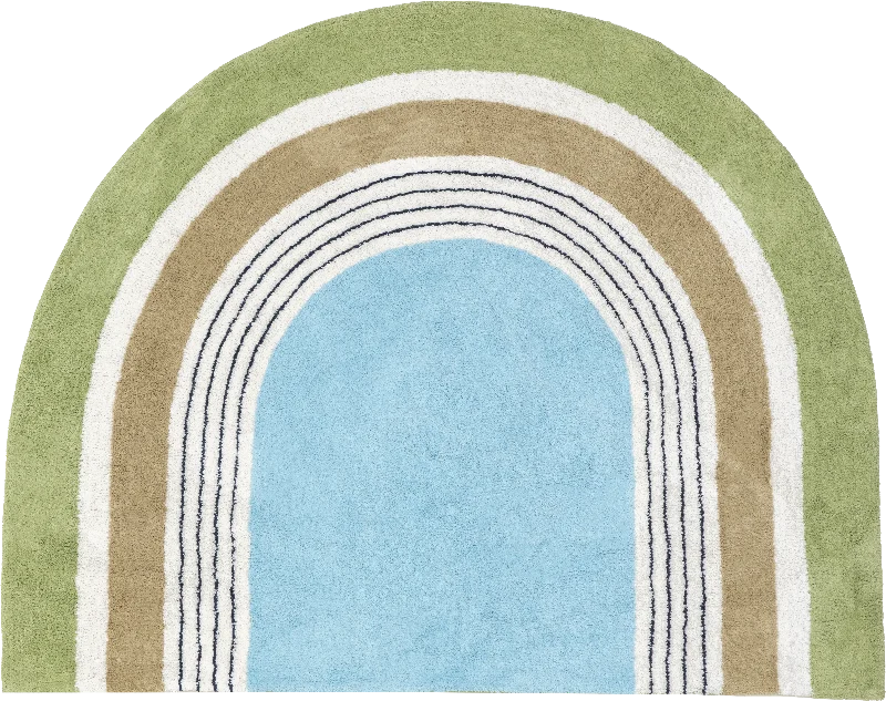 Malory Rainbow Kids Washable Rug | Moss Green