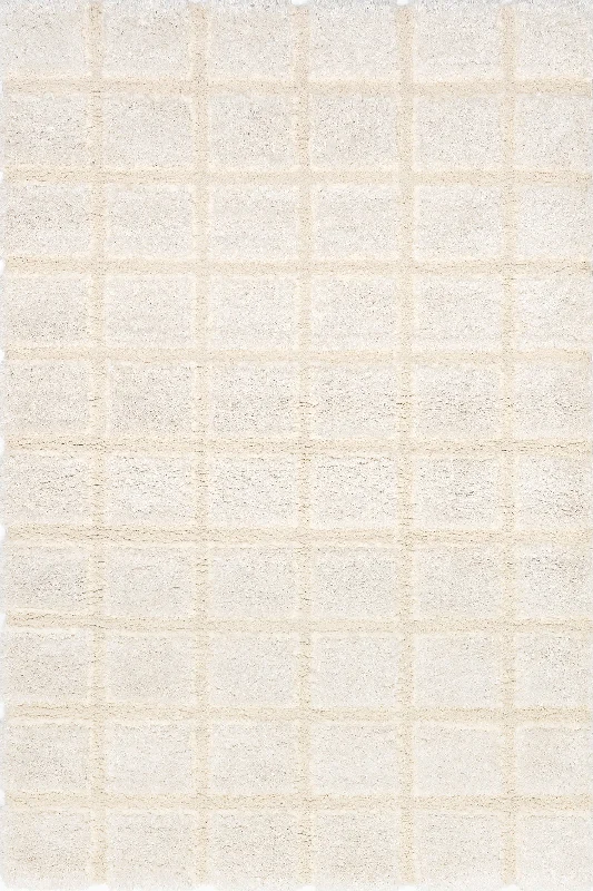 Maverick Checkered Texture Rug | Cream