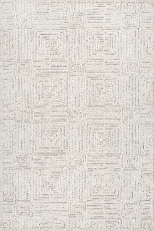 Miley Textured Tiled Rug | Ivory