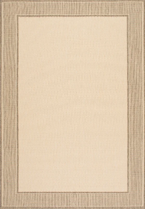 Monochrome Bordered Indoor/Outdoor Rug | Beige