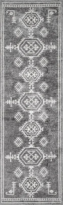 Pattie Graphic Washable Rug | Dark Grey