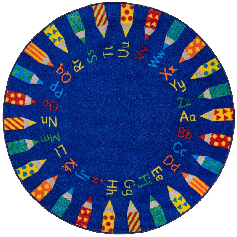 Rainbow Alphabet Rug | Blue