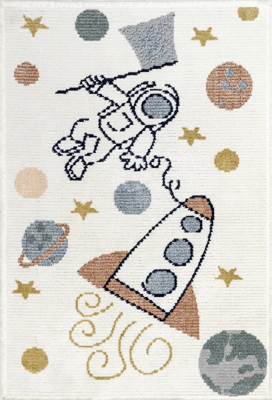 Rasha Kids Astronauts In Space Rug | Beige