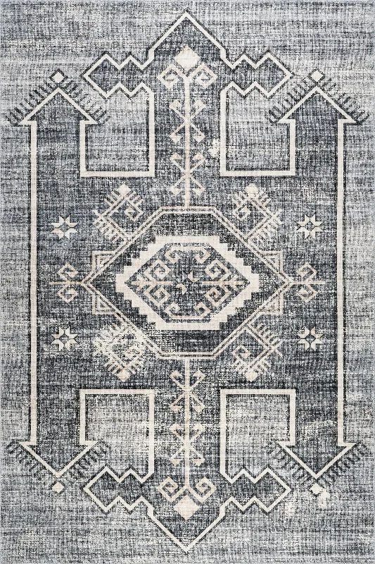 Sagebrush Geometric Washable Rug | Grey