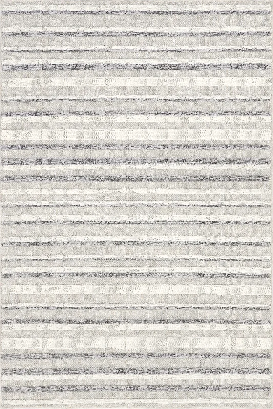 Sonja Striped Washable Rug | Light Grey