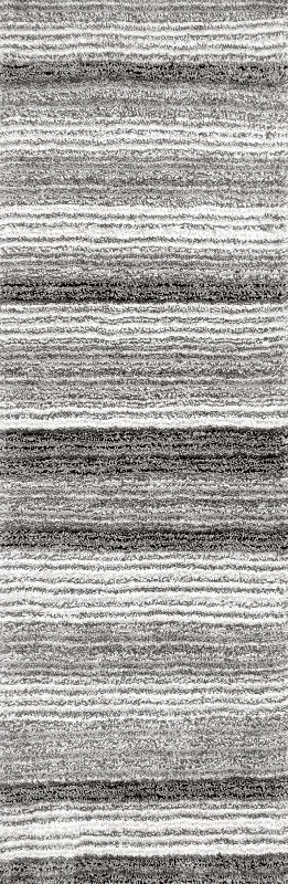 Striped Shaggy Rug | Grey Multicolor