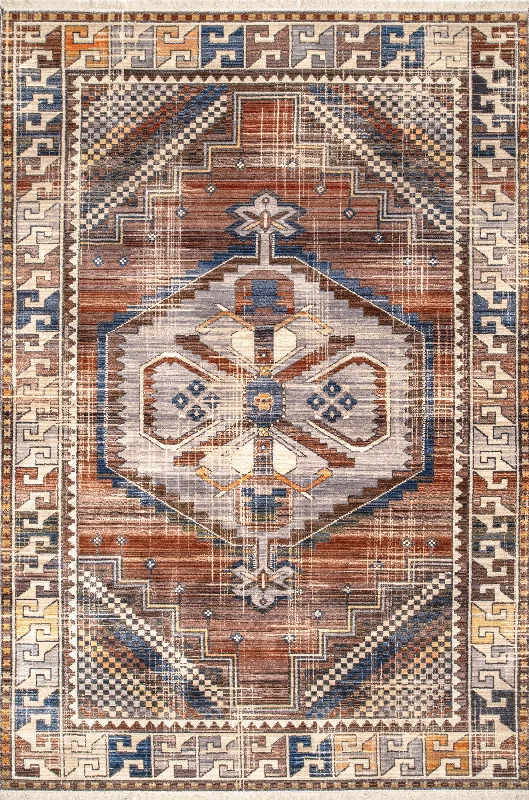 Temporal Medallion Tassel Rug | Rust