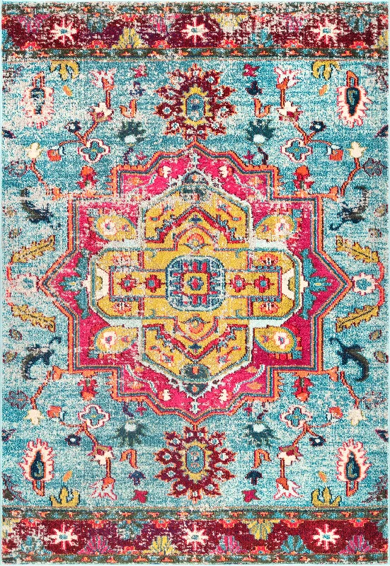 Tribal Sunny Floral Medallion Rug | Pink