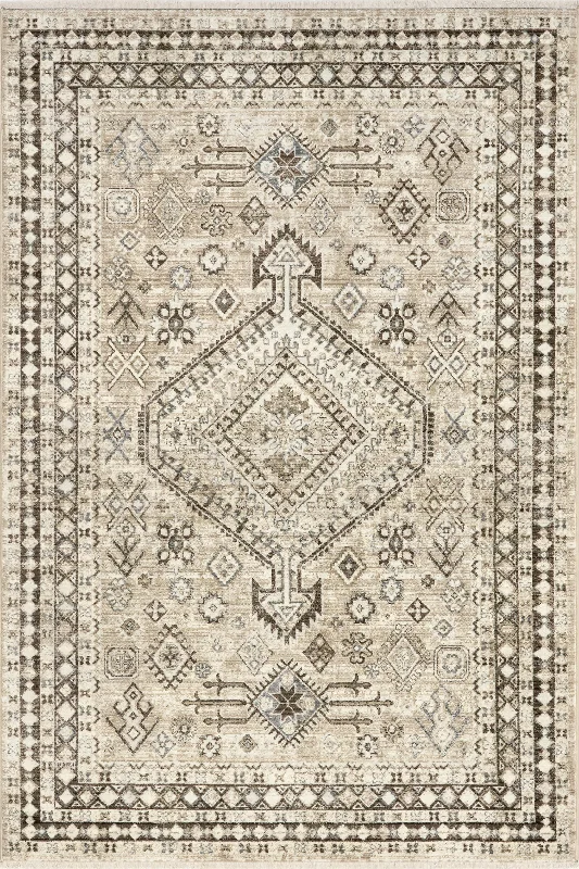 Virgina Medallion Fringe Rug | Light Brown