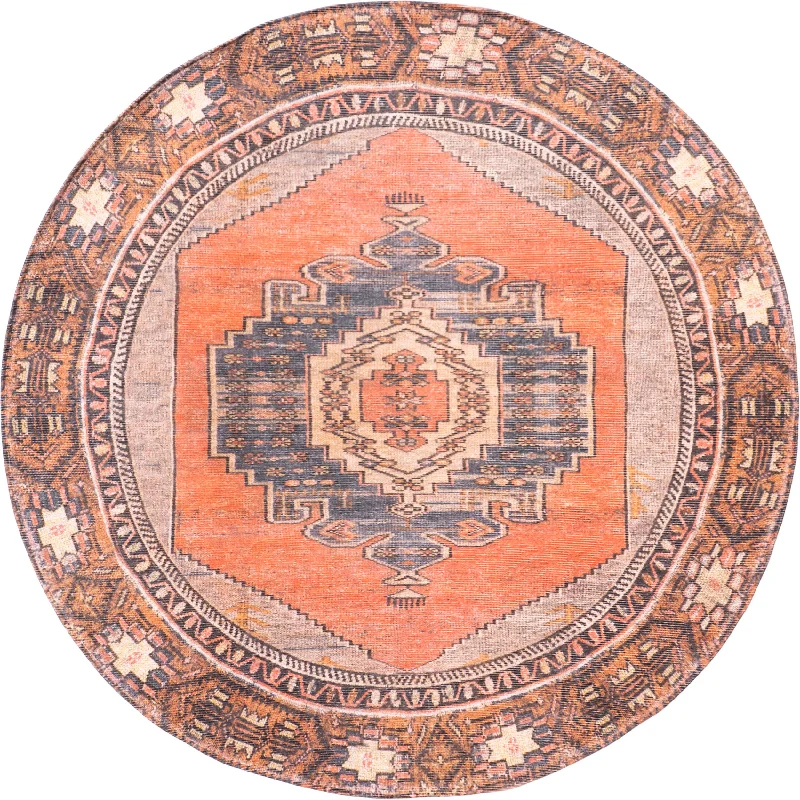 Washable Southwestern Medallion Rug | Orange