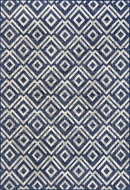 Winged Birdseye Lattice Indoor/Outdoor Rug | Navy