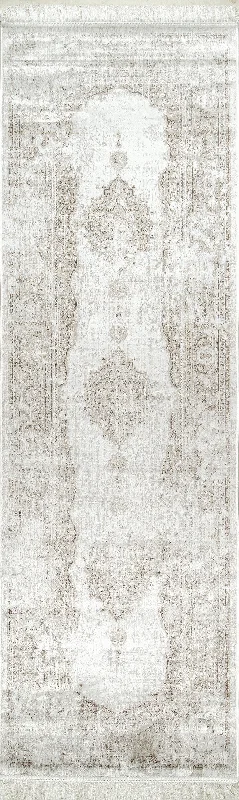 Withering Medallion Fringe Rug | Ivory