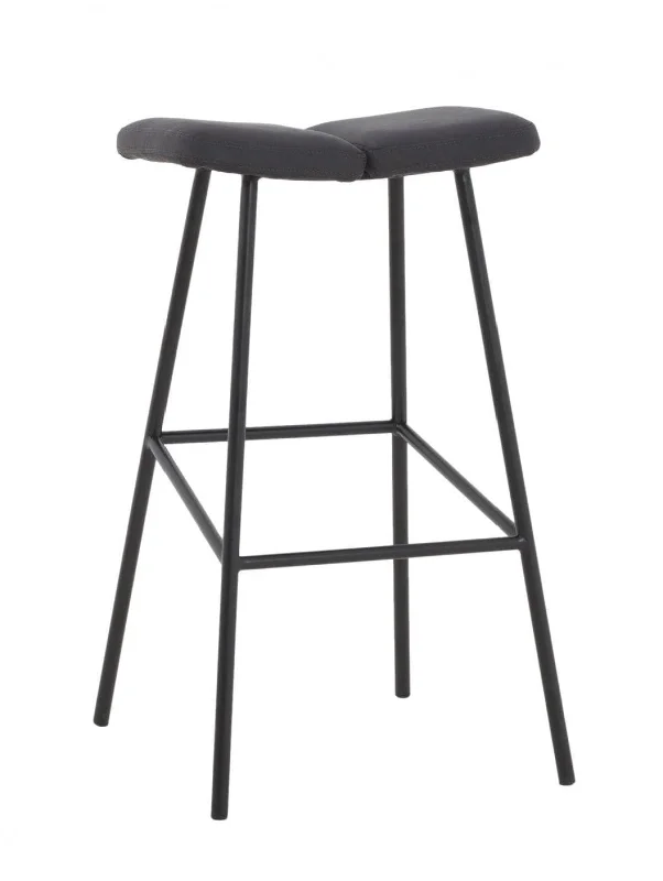 30" Gray And Black Steel Backless Bar Height Bar Chair