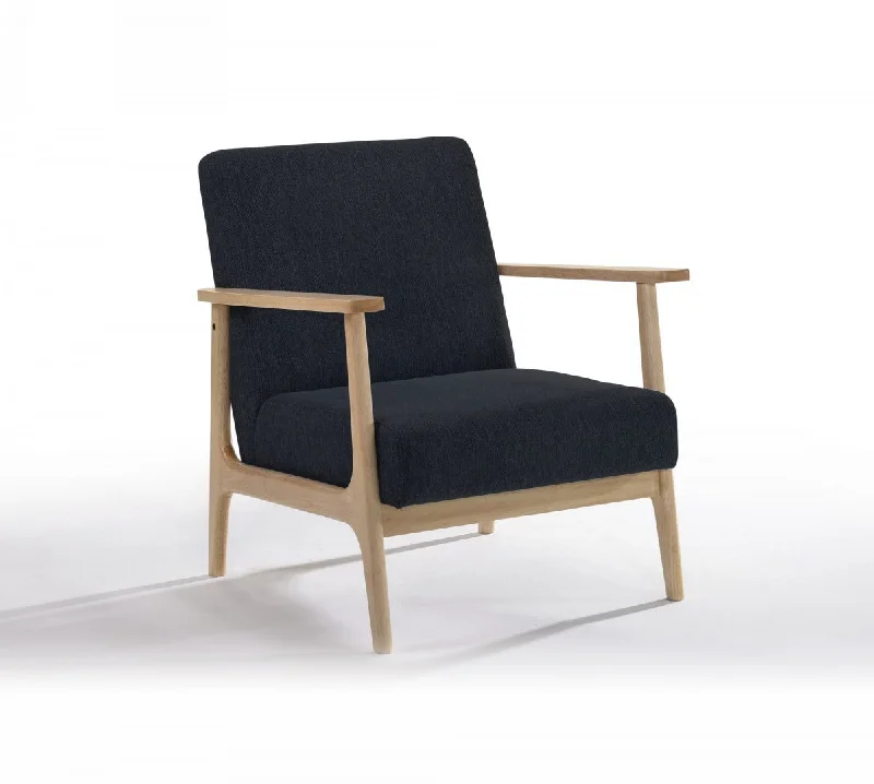 31" Black and Natural Oak Low Seat Modern Armchair