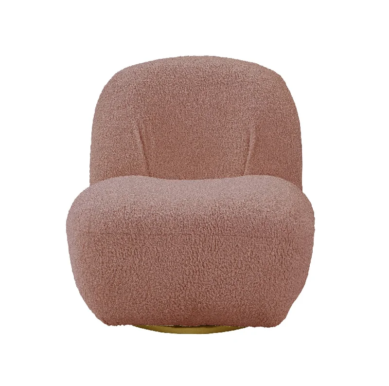 32" Pink Sherpa Solid Color Swivel Slipper Chair