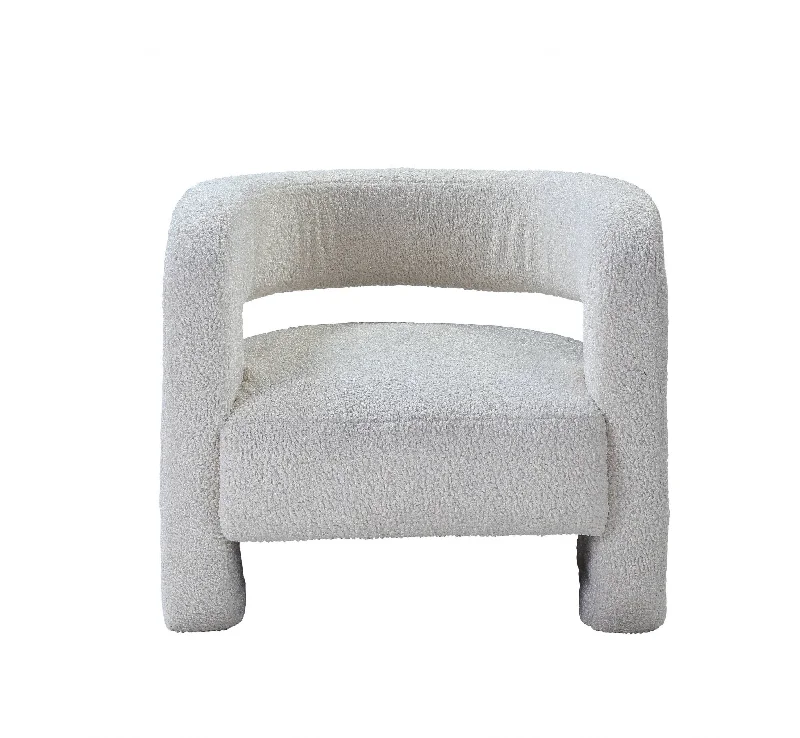 32" White Sherpa Solid Color Barrel Chair