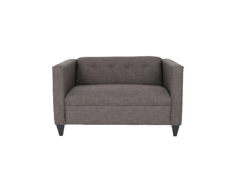 50" Charcoal And Dark Brown Loveseat