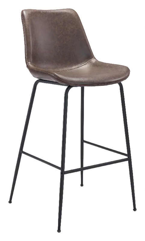 31 " Brown And Black Steel Low Back Bar Height Bar Chair