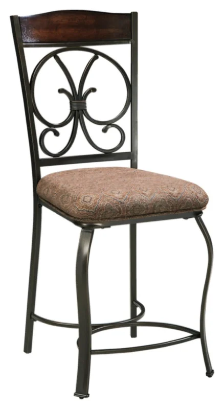 Glambrey Upholstered Barstool Set of 4 Brown by Ashley Furniture