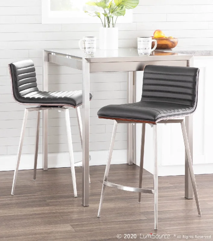 Mason Swivel Counter Stool Set of 2 Black by Lumisource