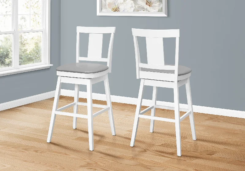 Monarch Barstool 2Pcs 44"H White Swivel Bar Height