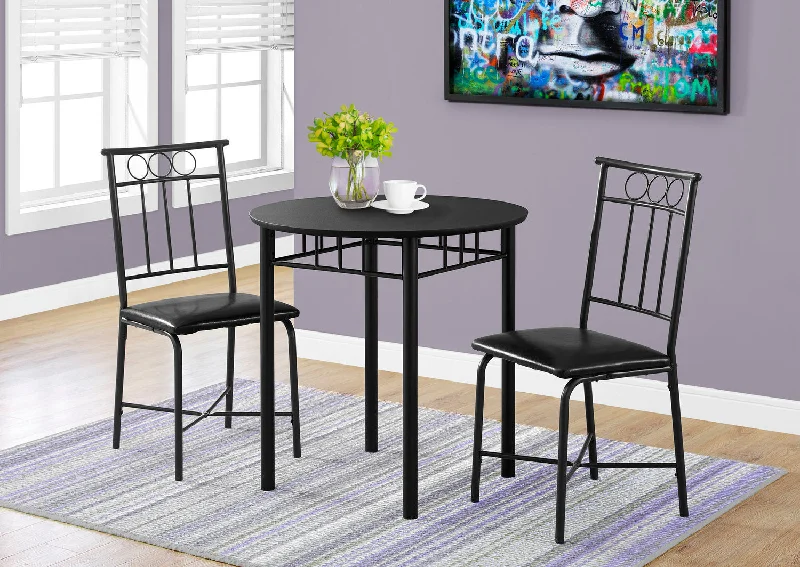 Monarch Dining Set - 3Pcs Set - Black Metal And Top