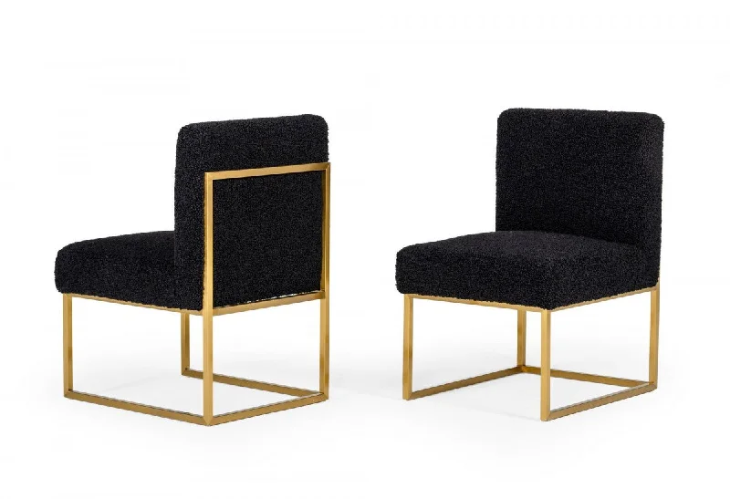 Set Of Two 23" Black And Gold Solid Color Parsons Chair