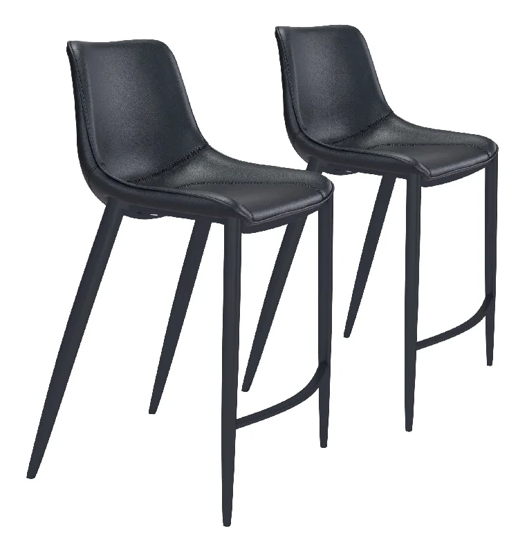 Set of Two 30" Steel Low Back Bar Height Bar Chairs