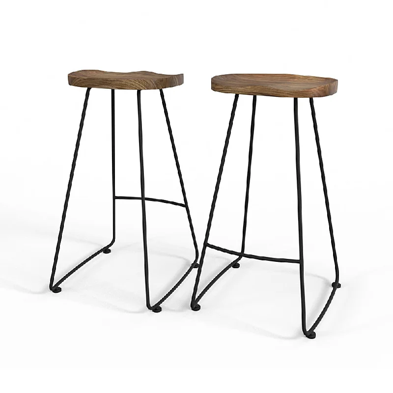 Simpli Home - Amberly Saddle Bar Stool (Set of 2) - Natural/Black